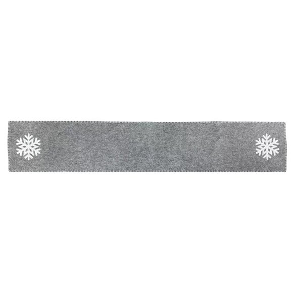 St. Nicholas Square Felt Applique Snowflake Embroidererd Table Runner 13" x 72" - Picture 1 of 1